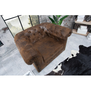 CHESTERFIELD luxus fotel - antik kávé
