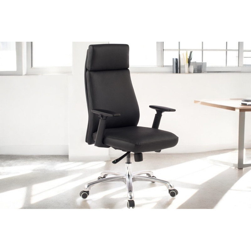 PORT bőr irodai szék - fekete