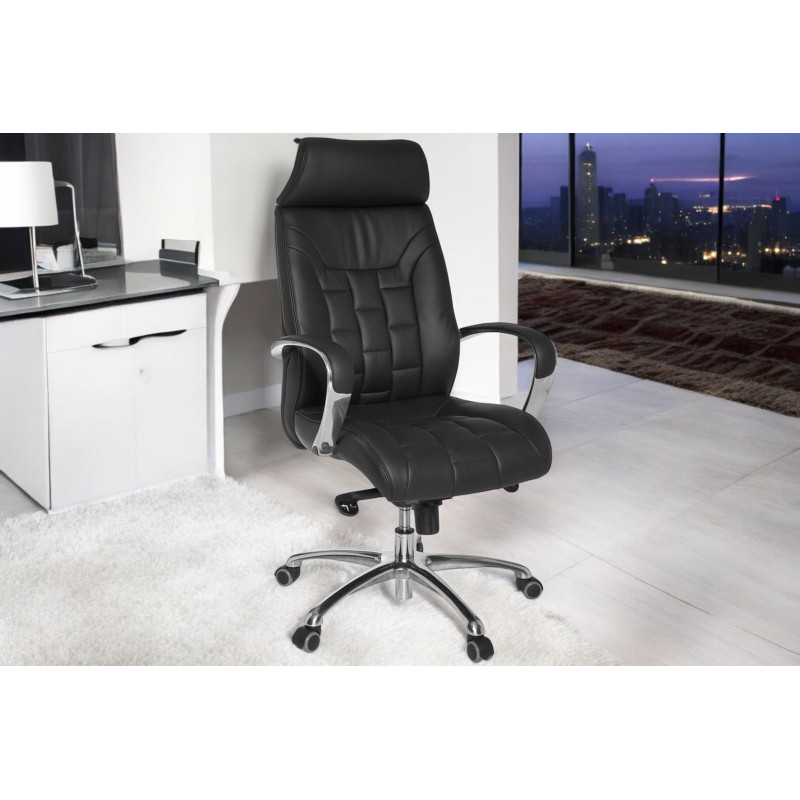 TORINO bőr irodai szék - fekete