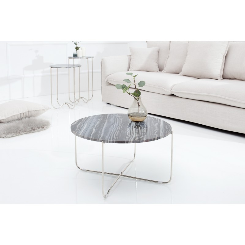 MARBLE design dohányzóasztal - szürke márvány - 60cm