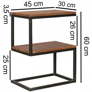 S-FORM rózsafa/fém lerakóasztal