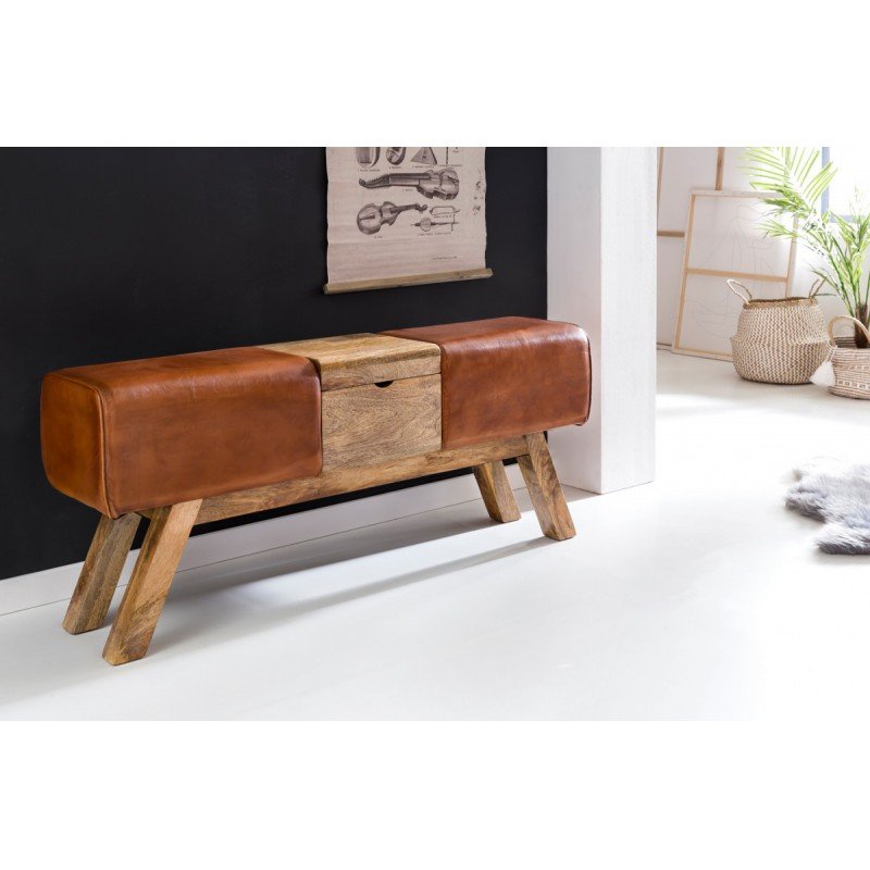 LEATHER BOX ülőpad tömör mangófa lábakkal