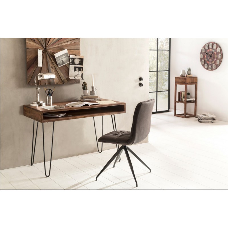 JAIPUR tömör rózsafa íróasztal fém lábakkal