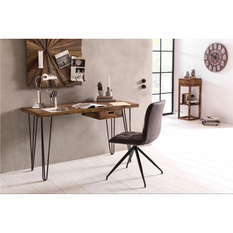 JAIPUR II tömör rózsafa íróasztal fém lábakkal