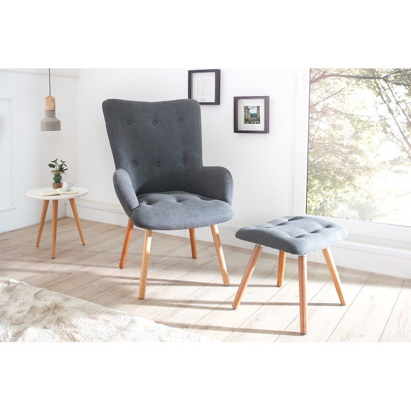 DENVER szürke design fotel lábtartóval