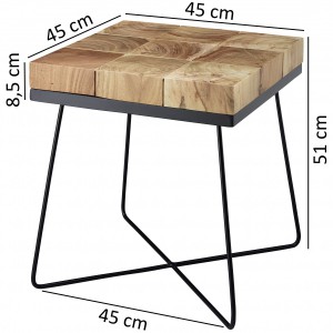 CUBE tömör akácfa/fém lerakóasztal