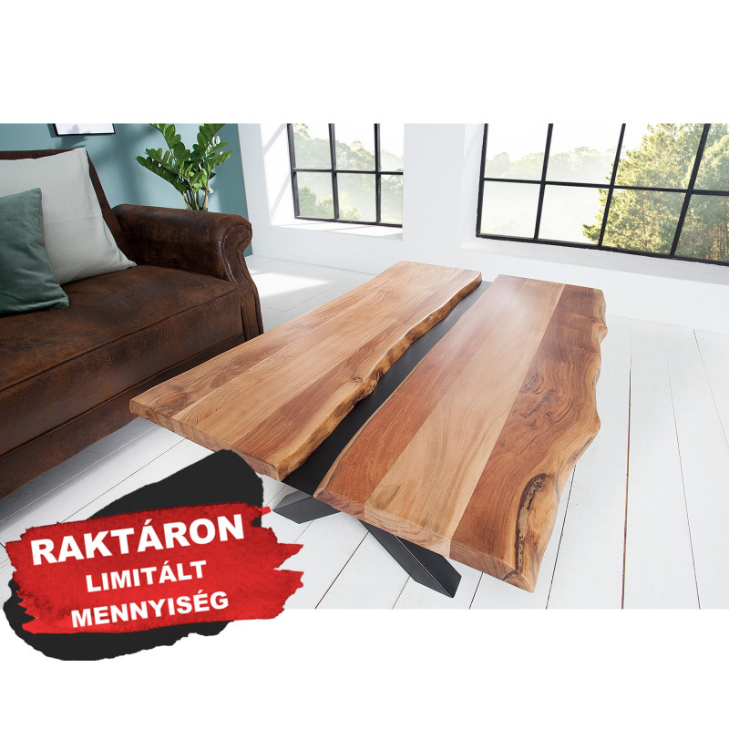RIVER tömör akác dohányzóasztal -100cm